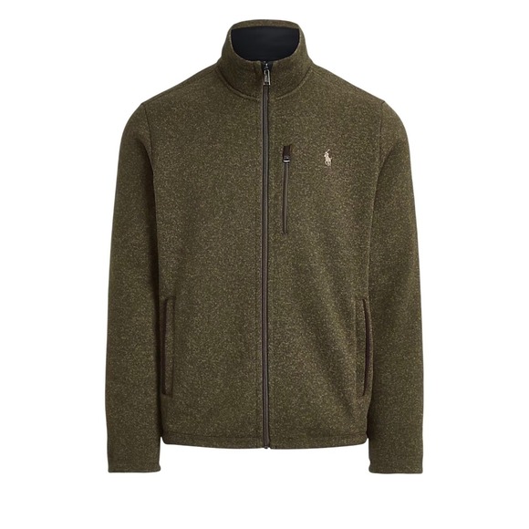 Polo Ralph Lauren Mens 3XLT Olive Green Heather Full Zip Fleece Sweater Jacket